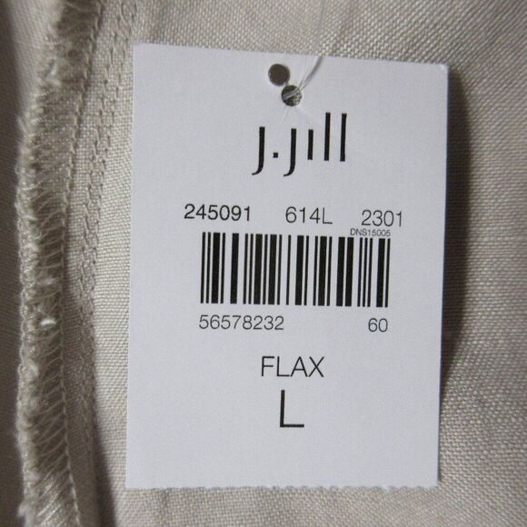 J. JILL Linen Blend Wide Leg Flat Front Crop Ankle Pants Sz L Flax Beige Tan NWT - Picture 6 of 15